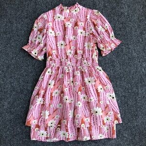 THML high neck puff sleeve floral dress size XS